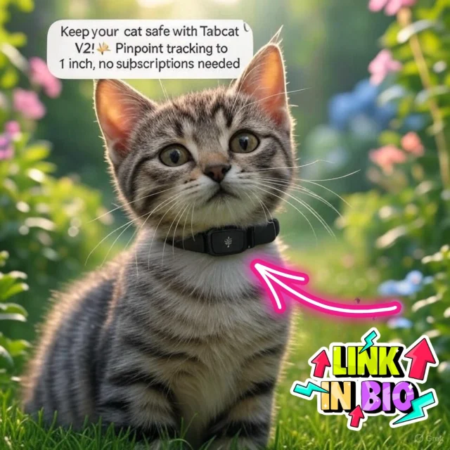 Never lose track of your cat again! 🐾 The Tabcat V2 offers pinpoint accuracy to 1 inch—no subscriptions needed. Check it out! 👉 Link in bio #CatTracker #PetSafety #TabcatV2