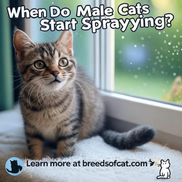 Curious about when male cats start spraying? 🐾 Learn all about it in our latest article! 👉 Visit breedsofcat.com for the full scoop! #CatCare #PetTips #FelineFacts